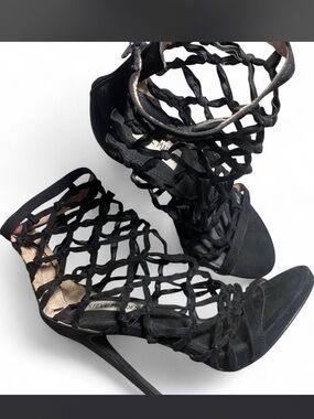 Steve Madden Black Caged Stiletto Sandals